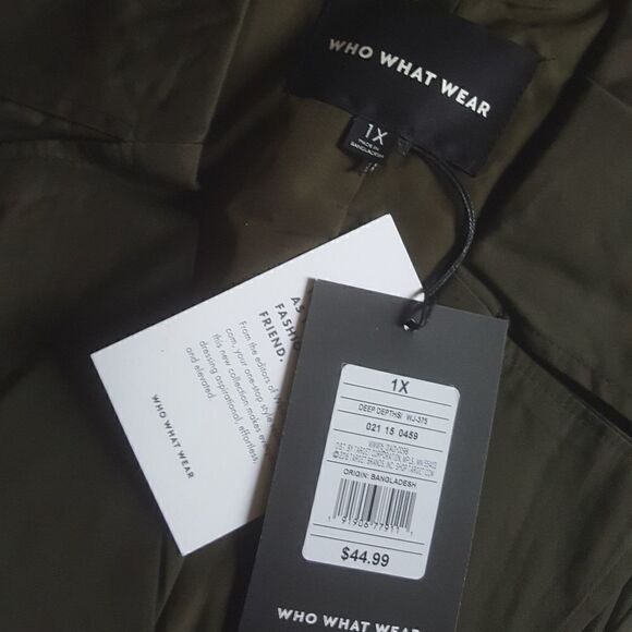 Who What Wear Belted Jacket Open Front Olive Green Dressy Women’s Size 1X NEW - Picture 10 of 11